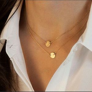 Dainty Layered Double Coin Necklace (Gold)